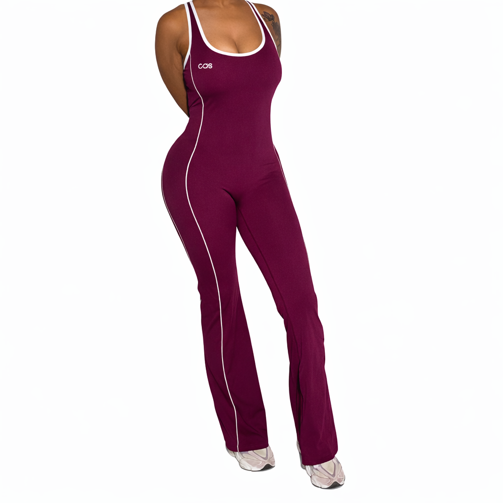 CAS Flare Cross Back Stripe Jumpsuit
