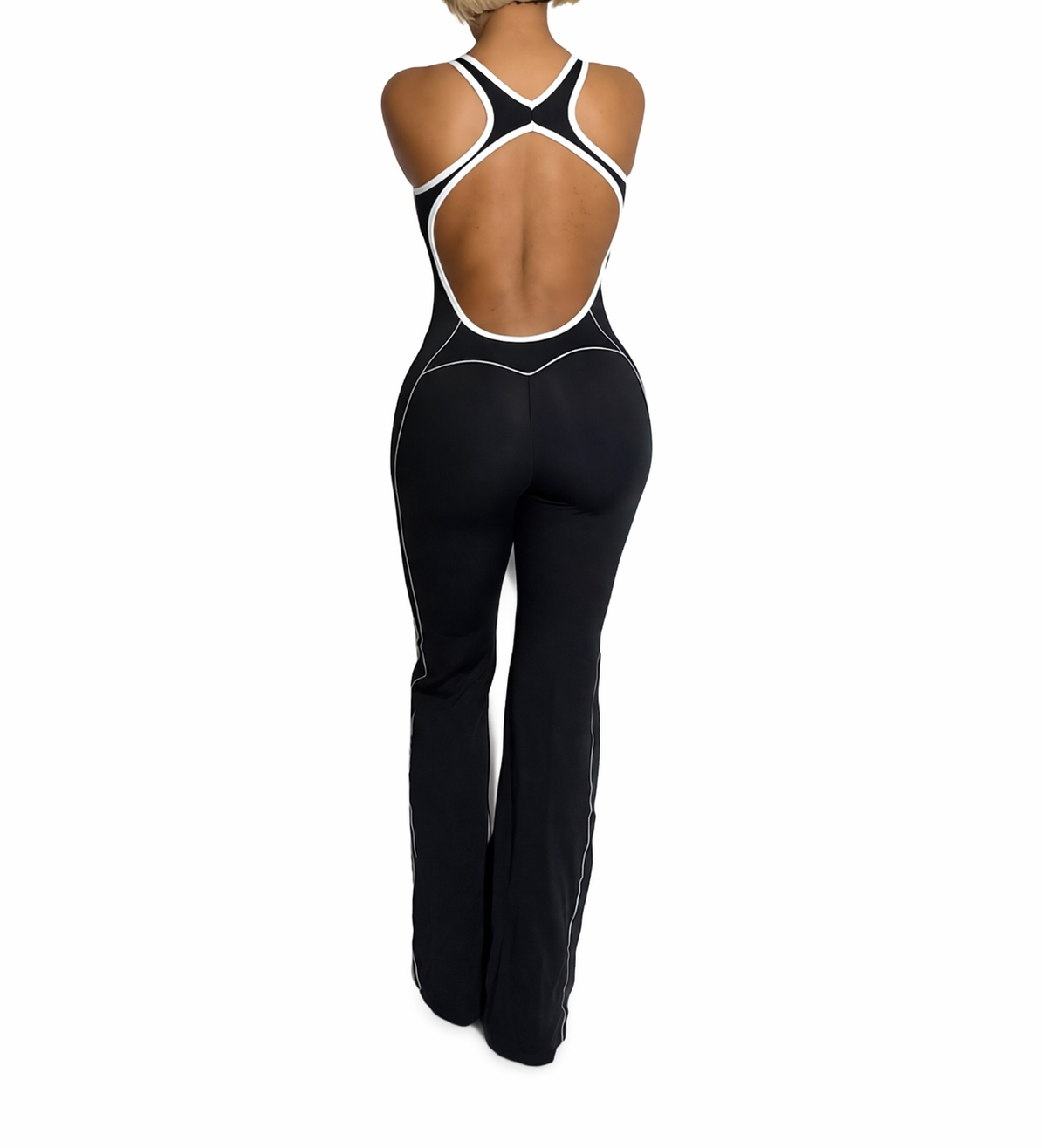 CAS Flare Cross Back Stripe Jumpsuit